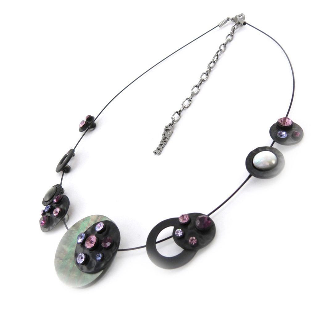 Les Trésors De Lily [J0474] — Дизайнерское колье «Mélusine» фиолетово-черный