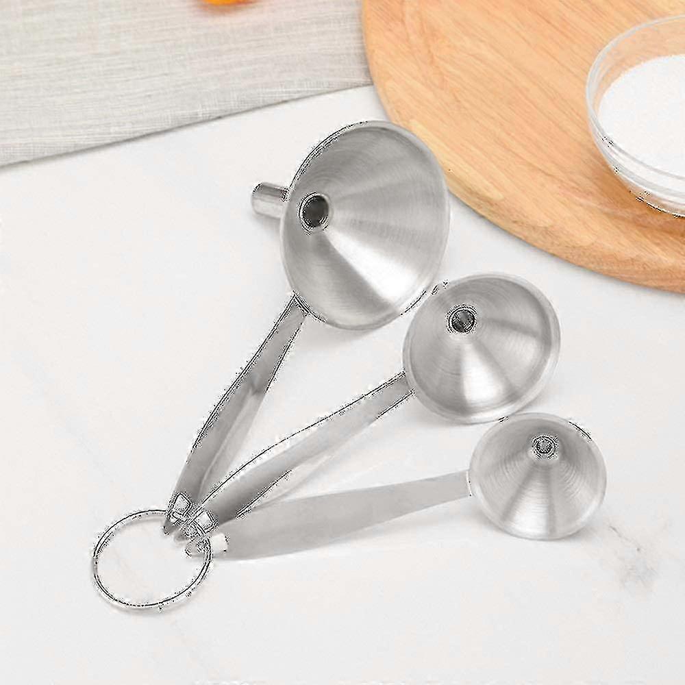 Stainless Steel Funnel, 3-Piece Small Kitchen Funnel with Long Handle Funnel