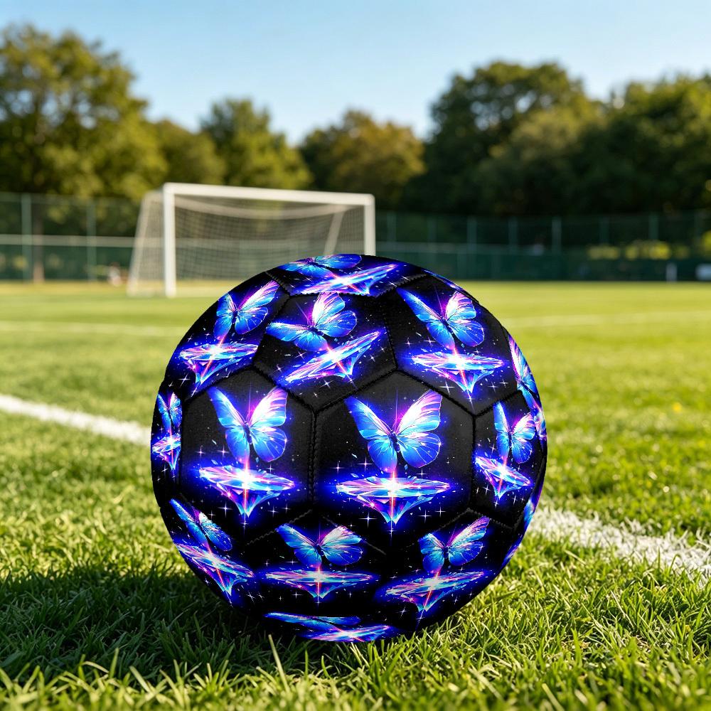 1pc Butterfly Magic Sparkle Theme Soccer Ball Football, Size 5, Lightweight PVC, Outdoor Training Soccer Ball,Gift c6524