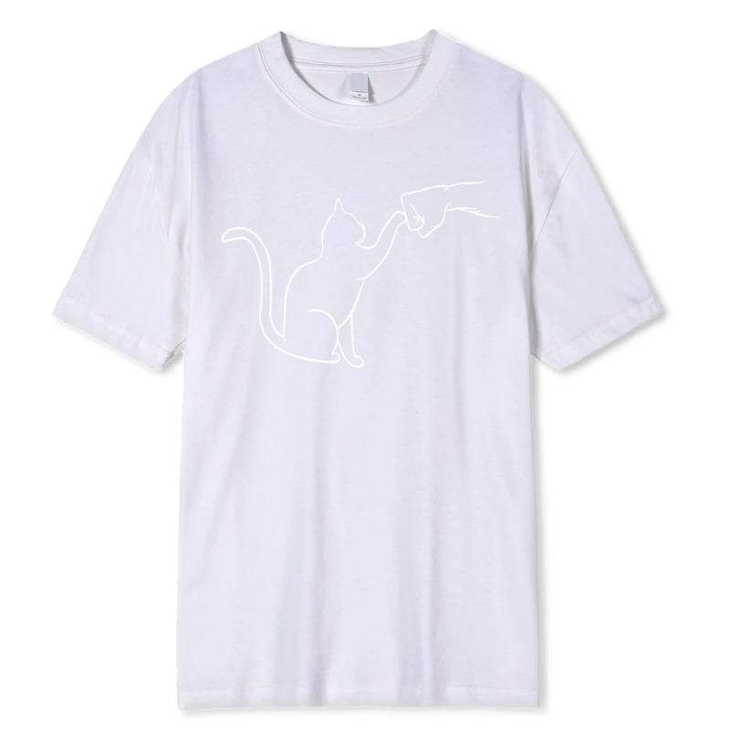 Соглашение с котом Забавные принты Мужские футболки Удобная одежда Уличная одежда Футболки Хип-хоп Футболки с круглым вырезом из 100% хлопка Мужские