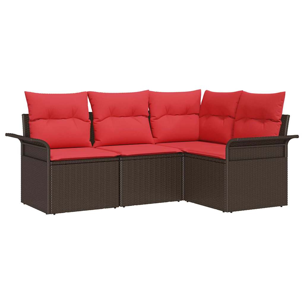 Brown Garden Sofa Set with Cushions