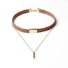 Vintage Punk Women Faux Suede Choker Polished Bar Pendant Short Necklace Jewelry