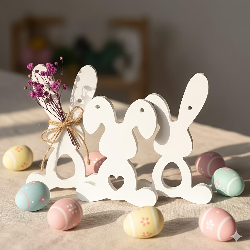 1 шт. Силиконовая форма Пасхальный тройной кролик Бирка Домашний Настольный Атмосферная Декорация Праздничный Подарок Смола Гипс Свеча Поделка Подарок