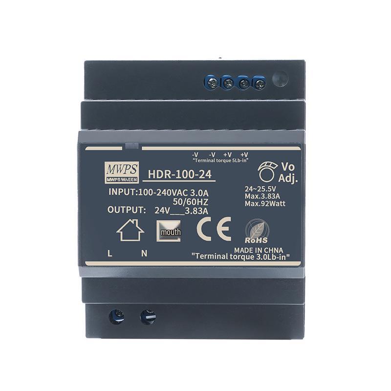 DIN Rail HDR-100-24 Switching Power Supply, 100W Output for 24V, 15V, 48V, 12V Systems