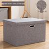Foldable Cotton-Linen Storage Box with Lid for Clothes & Toys