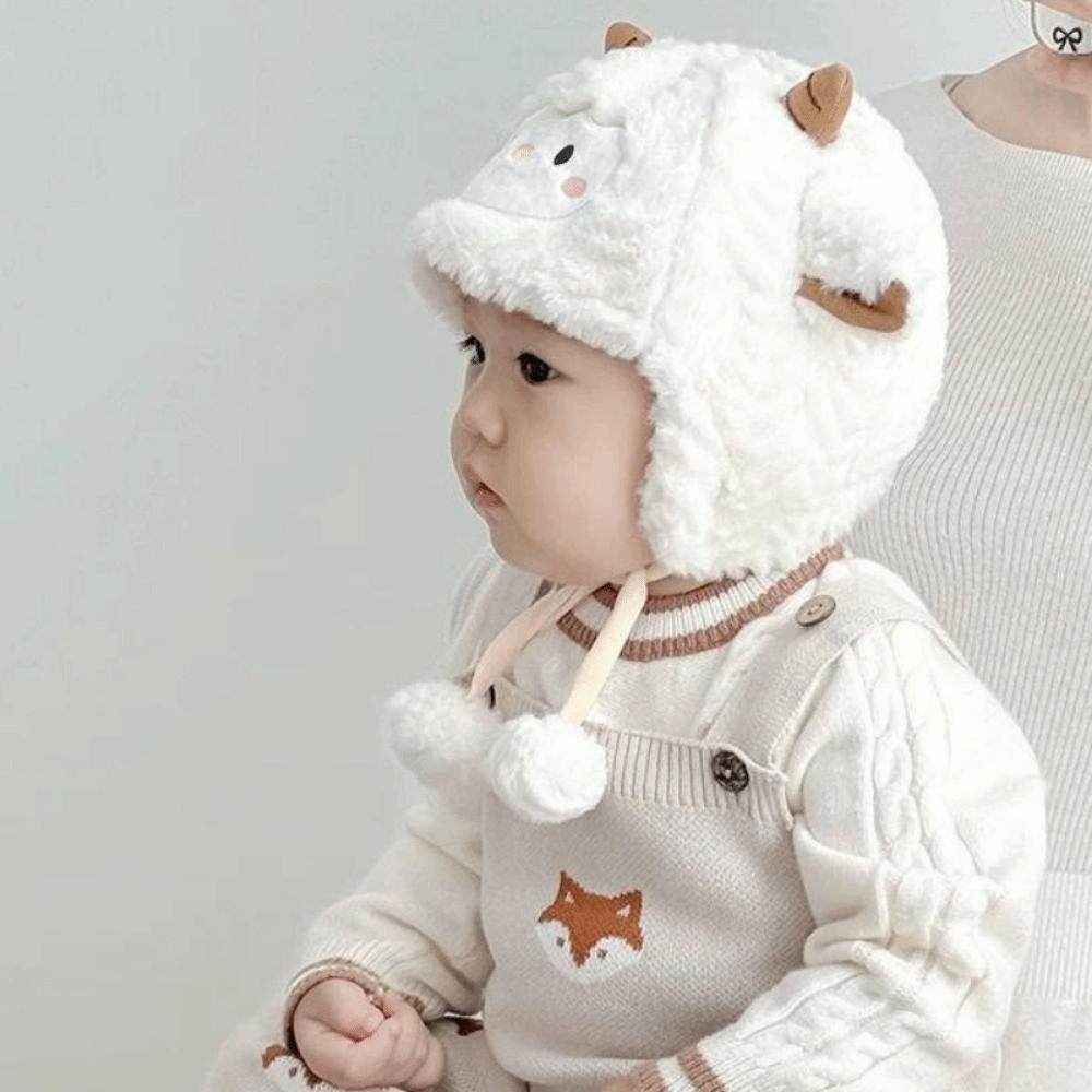 Thickened Cute Sheep Hat Soft Baby Warm Caps Funny Cartoon Beanie Caps Cold Weather Wear