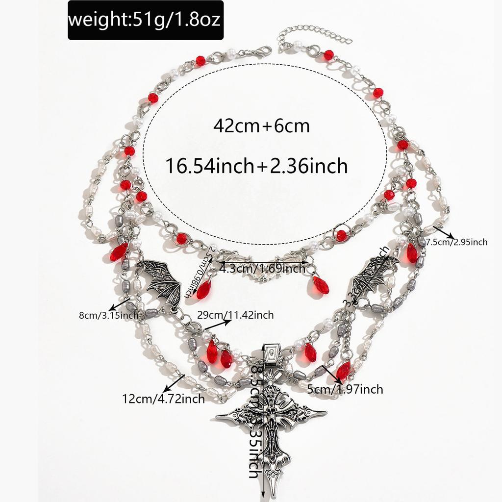 Gothic Style Cross Necklace, Retro Dark Punk Style Ladies Necklace, for Halloween Easter Birthday Gift
