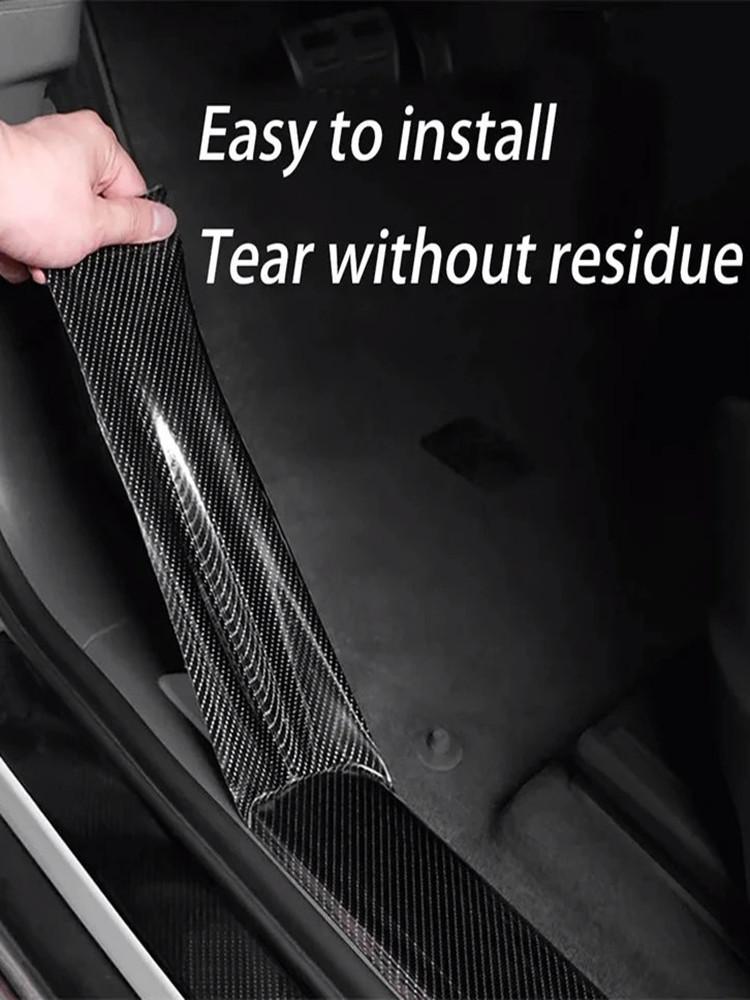 Защитная пленка для кромки двери автомобиля из 3D наноуглеродного волокна, водонепроницаемая и устойчивая к царапинам клейкая лента из ПВХ, универсальная пленка для предотвращения столкновений, черный цвет
