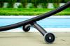 Metal frame for a garden hammock on wheels, black metal, two-person