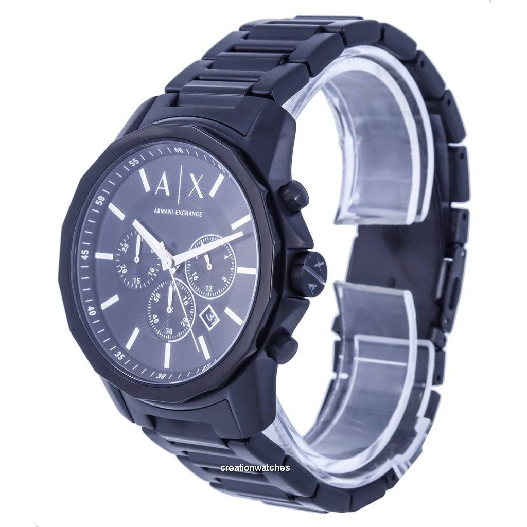 Armani Exchange Хронограф Кварцевые мужские часы из нержавеющей стали с черным циферблатом AX1722