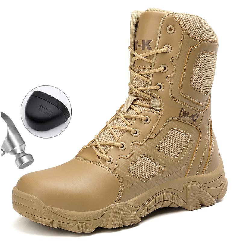 Men Boots Waterproof Safety Shoes Security Steel Toe Cap Men's Boots Working Steel Toe Anti-Smashing Men's Work Boots Size 47