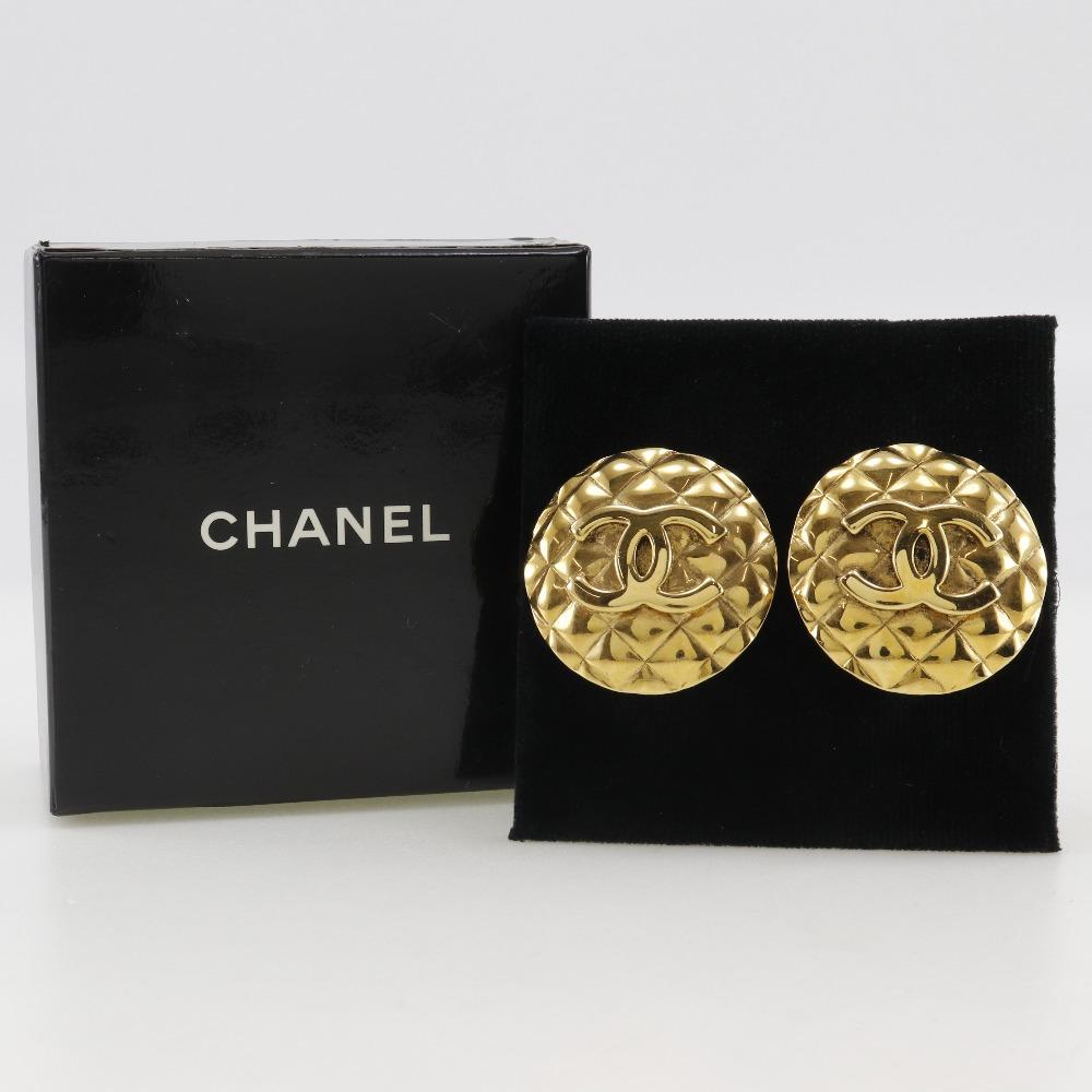 Chanel Серьга COCO Mark Мателассе винтаж Позолоченное золото 41 г Женская Б/У