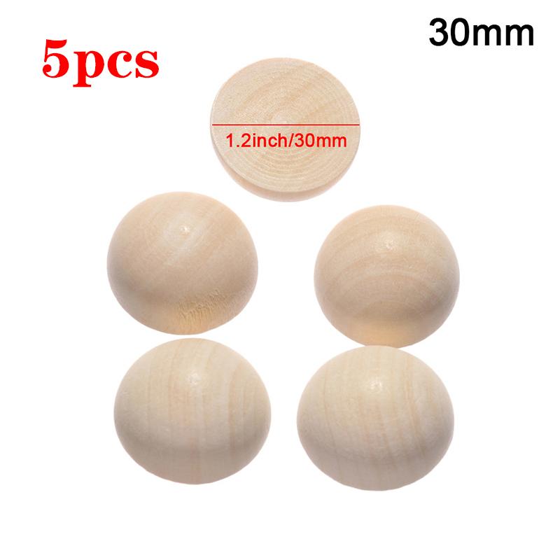 12/15/20/25/30/35/40mm for DIY Paint Woodworking Half Wooden Beads Unfinished Wood Balls Beads