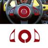 1set Car Steering Wheel Trim Cover Sticker Interior Moulding For 2012-2015 Red Carbon Fiber Car Interior Accessories