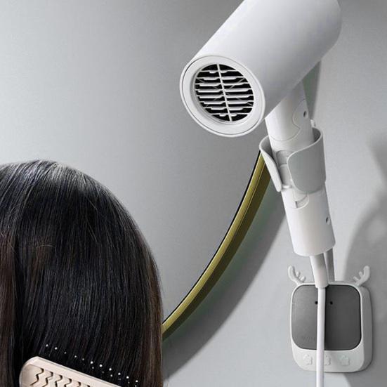 Подставка для фена настенная универсальная регулировка без пробивки роговой дизайн держатель для выпрямителя волос без помощи рук аксессуары для ванной комнаты