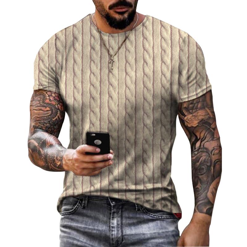 Funny Men'S T-Shirt 3D Printed T Shirts Oversized Loose Short Sleeve Summer Men Clothing Vintage Street Solid Pattern Tees Tops