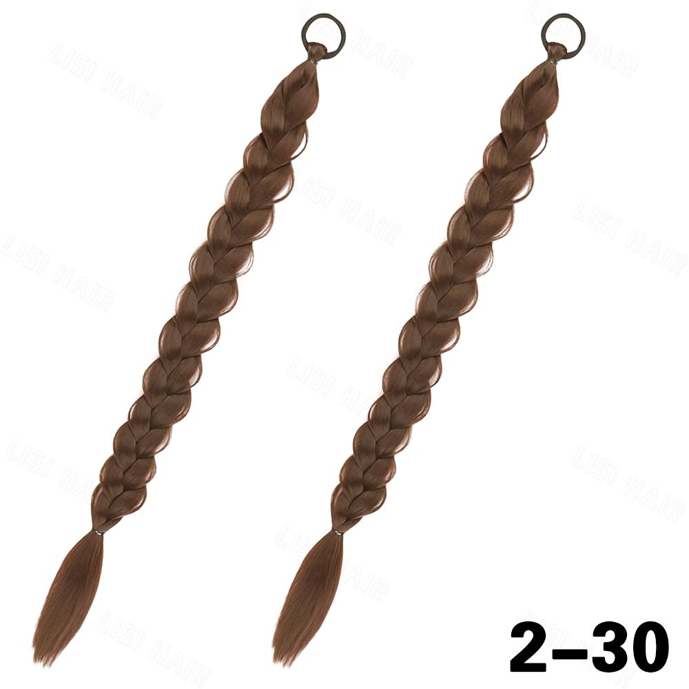 XINRAN 2 шт. синтетические длинные прямые косички для наращивания волос в виде хвостика, резинка для обертывания вокруг поддельных волос для женщин и девочек, повседневная одежда, аксессуары для волос