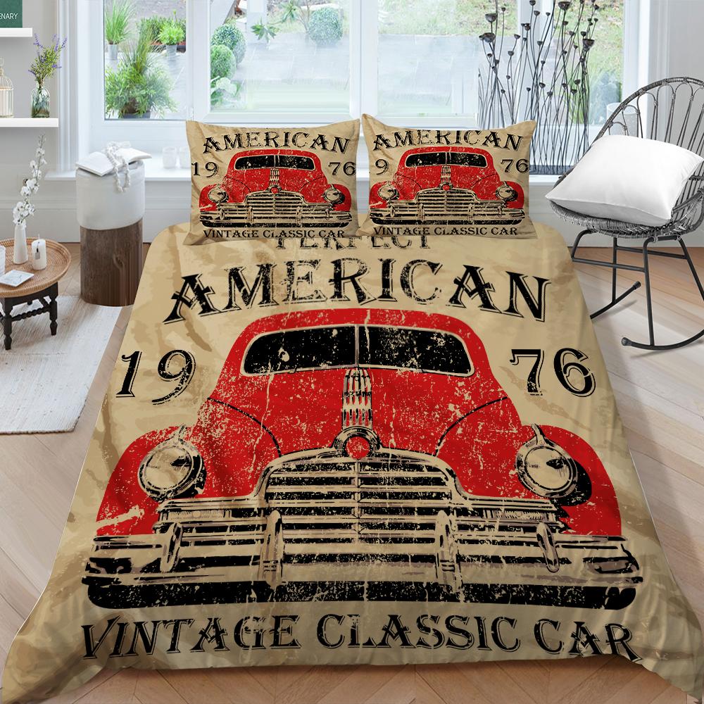 3D классический автомобильный комплект постельного белья с мультяшным автомобилем или поездом, пододеяльник и наволочка, 2/3 предмета, мягкое моющееся и быстросохнущее украшение для дома