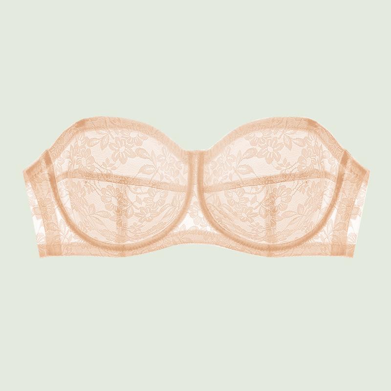 Strapless Bra for Women Sexy Lace Ultra Thin Non-Slip Bras Female Lingerie Gathered Invisible Brassiere