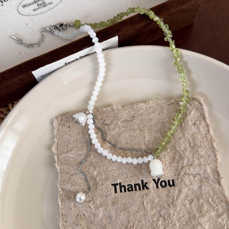 Свежий зеленый галстук, коллекция ожерелья ручной работы из бисера, цепочка на ключицу, дизайн, ниша, колье, ожерелье