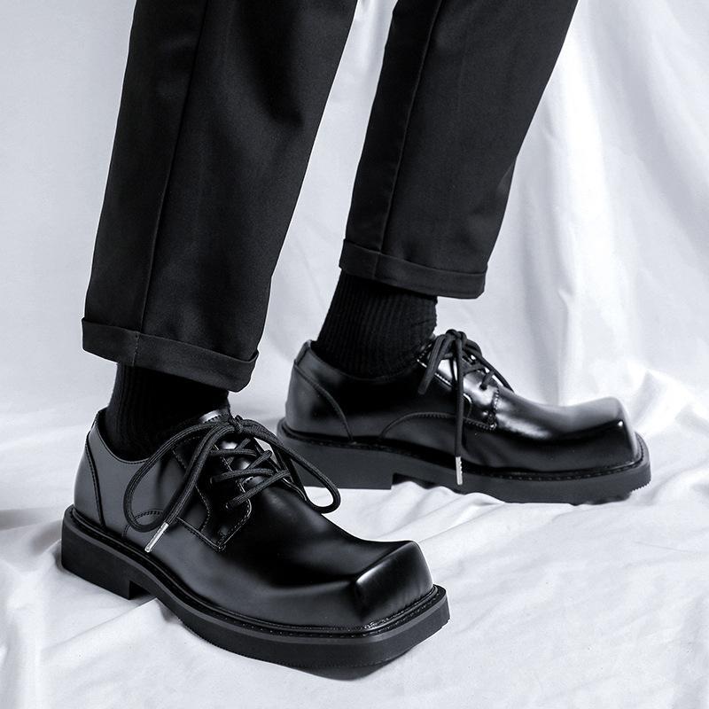 Мужские повседневные туфли из натуральной кожи в английском стиле, дерби на шнуровке, дизайнерские кроссовки с квадратным носком, обувь для вечеринки, выпускного вечера, платья