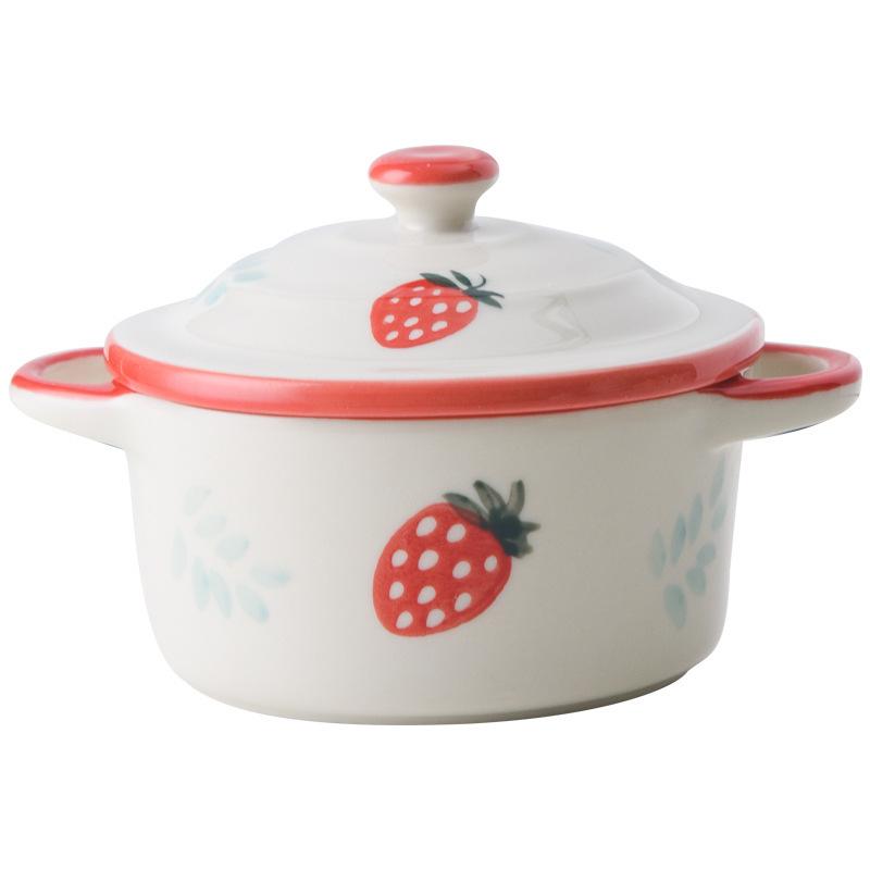 Multifunctional Kitchen Ceramic Bowl with Lid Exquisite Double-eared Noodle Ramen Salad Steamed Bowls High Appearance Tableware