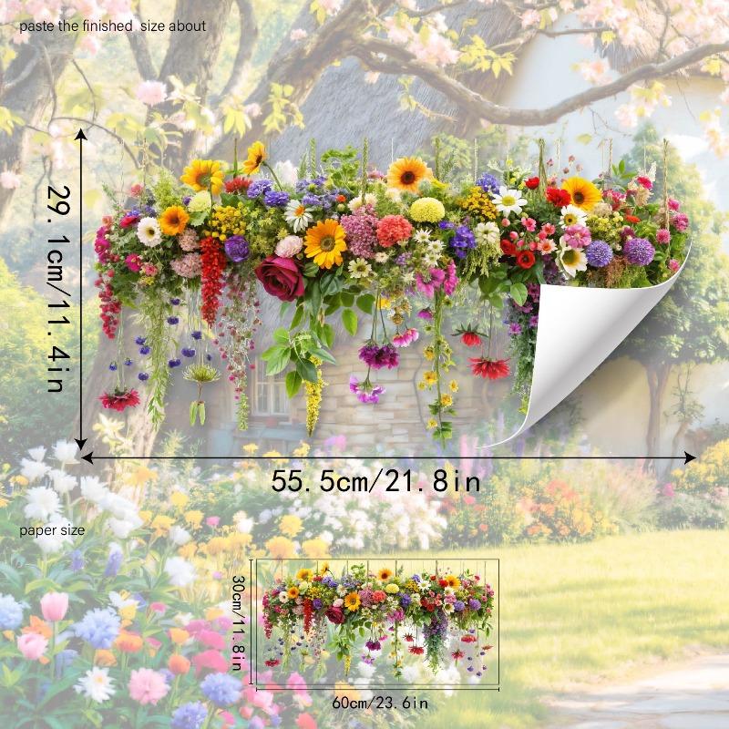 Красочные цветы и бабочки Электростатическая наклейка на стену для окон