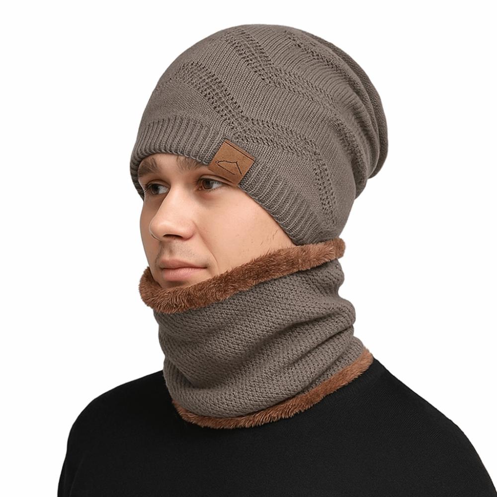 Stylish Design Thermal Knit Cap Thicken Warm Wool Hat Winter Beanie Hat Scarf Set Winter Season