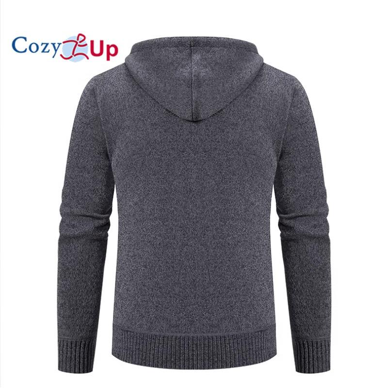 Cozy Up Мужские повседневные свитера-кардиганы с капюшоном, облегающие толстые вязаные свитера на молнии, зима-осень, куртки, пальто с карманами
