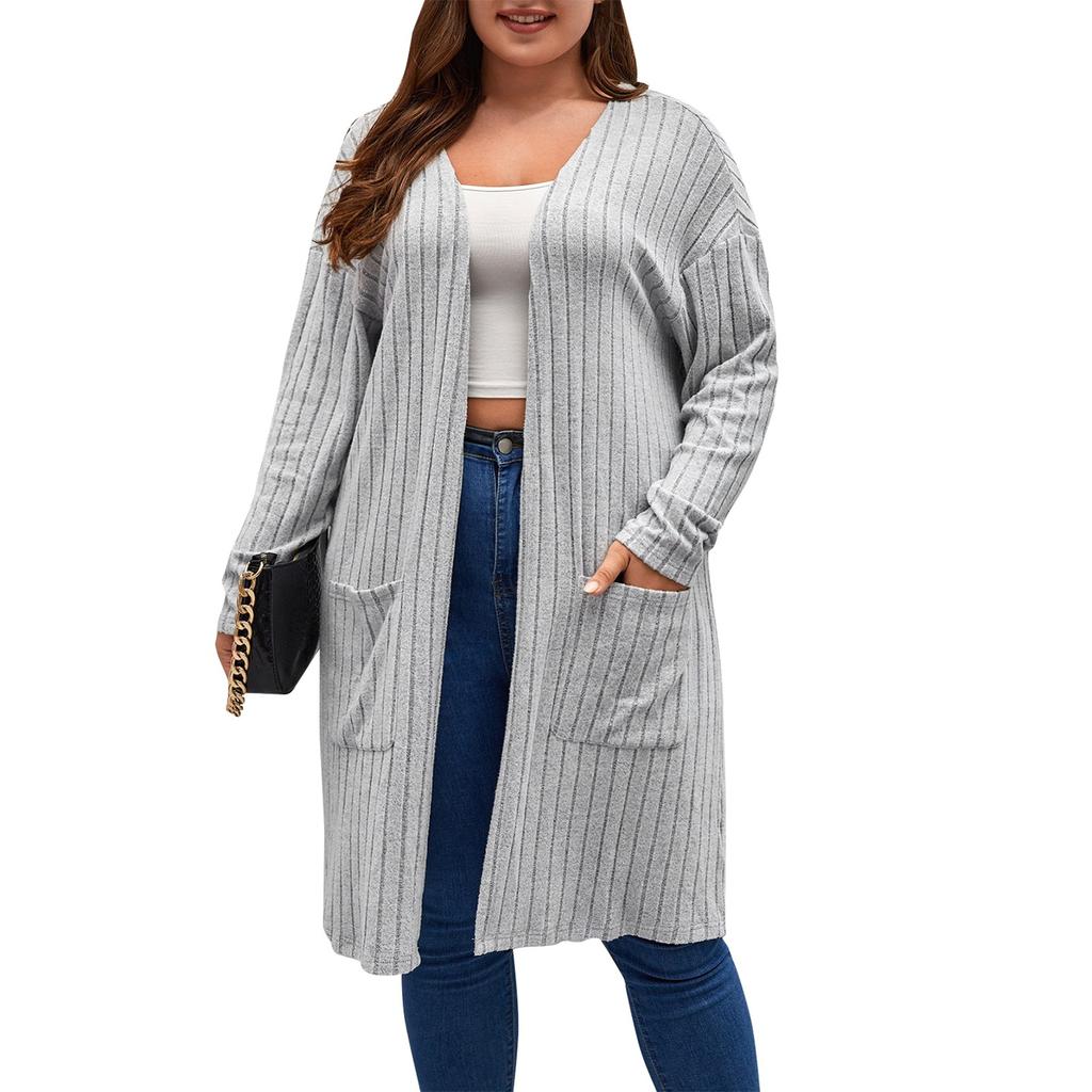 Women's Fashion Casual Long Cardigan Large Size Long Sleeve Knit Jacket