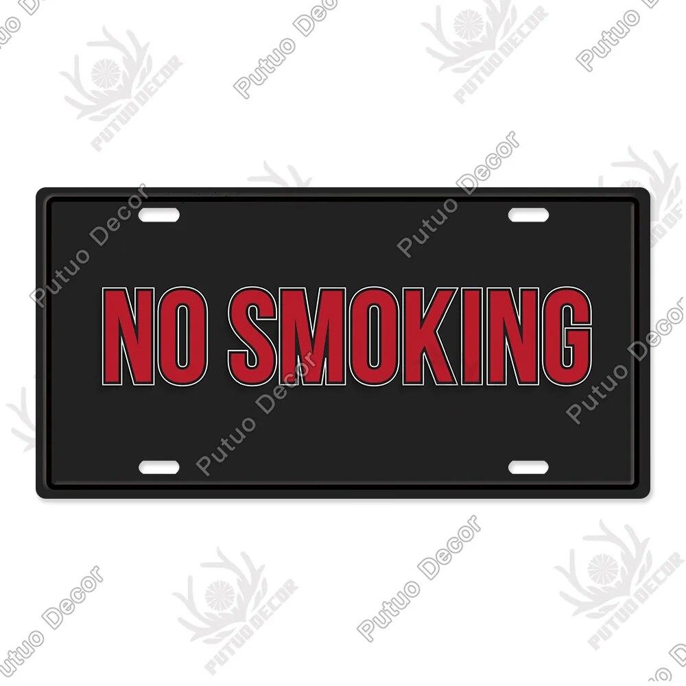 Putuo Decor Warning Metal Sign Plaque Metal Vintage Licenses Plate Tin Sign Wall Decor for Gas Station Pub Bar Beach Decoration