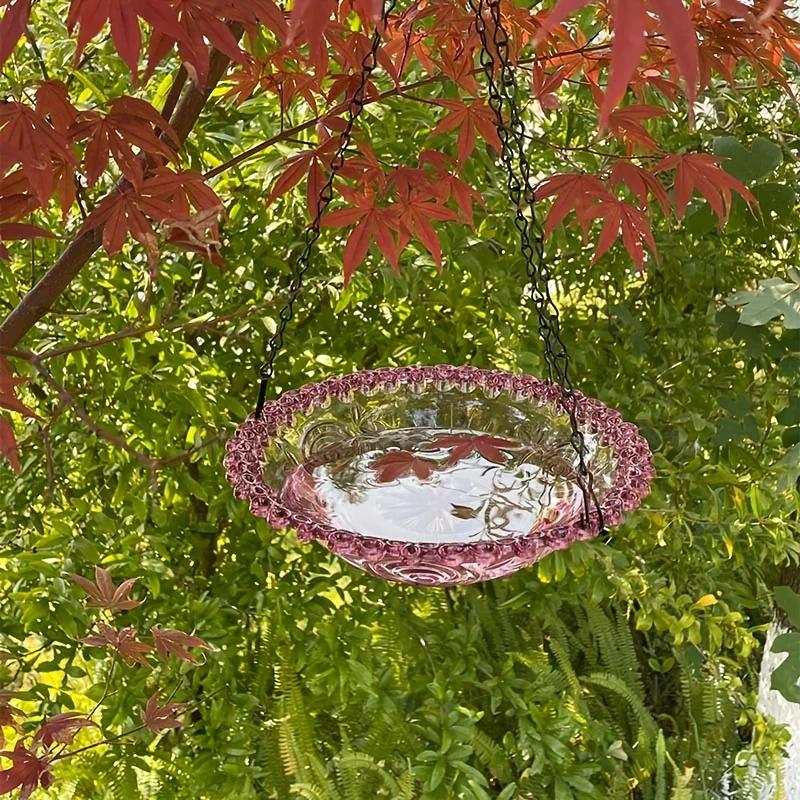 Decorative Hanging Bird Feeder with Chain - Dual-Bowl Design for Outdoor Garden & Yard, Attracts Hummingbirds