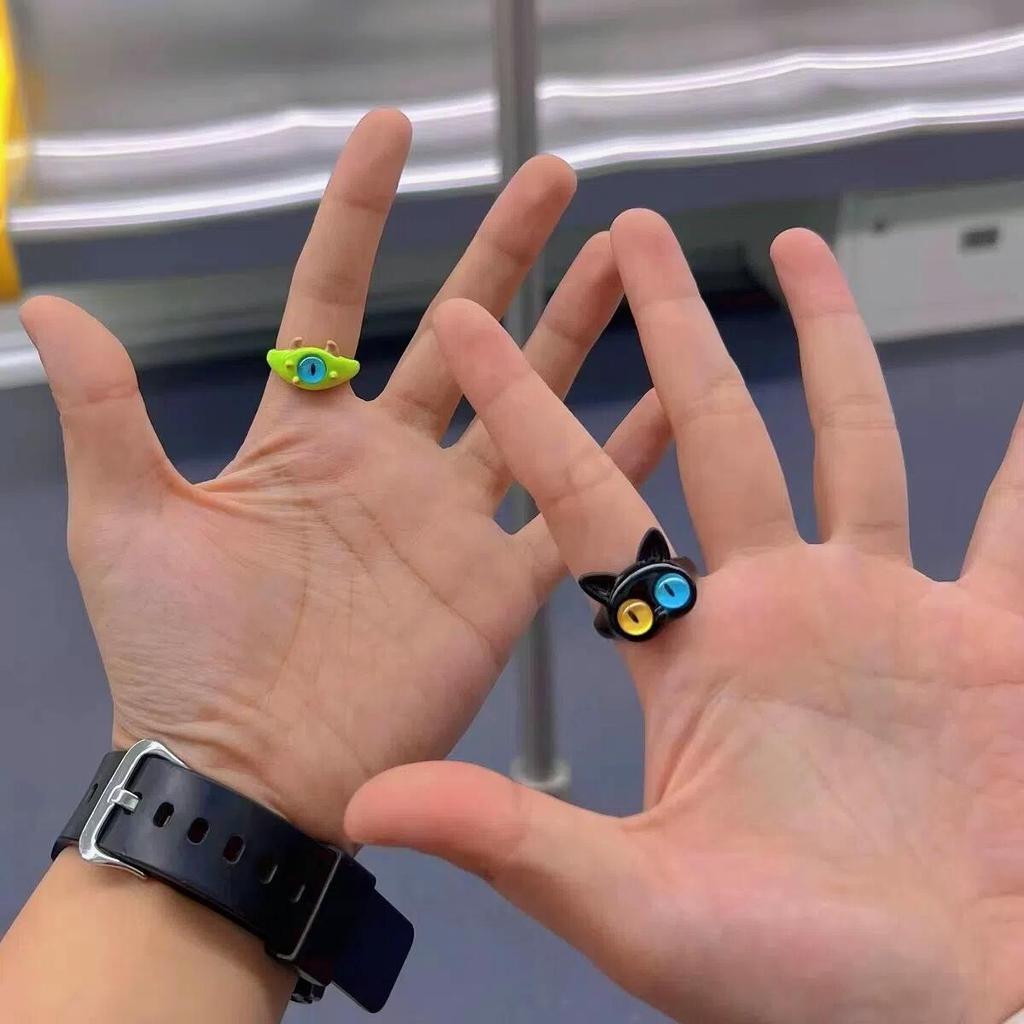 Новые милые зеленые кольца-монстры для женщин, модные милые двухцветные кошачьи глаза, открытые парные кольца, свадебные аксессуары для пальцев, ювелирные изделия