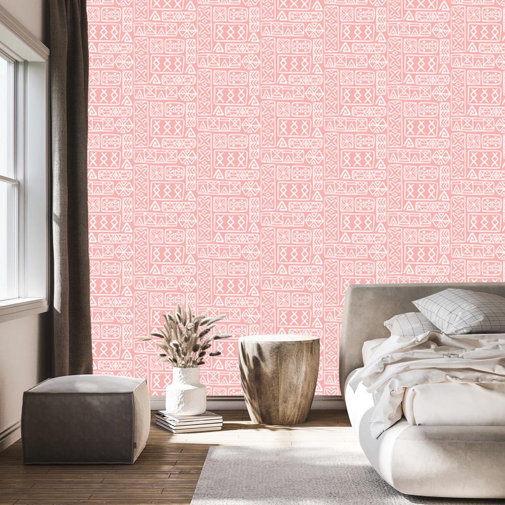 Polynesian Geometric Coral Pattern Wallpaper 50x1000