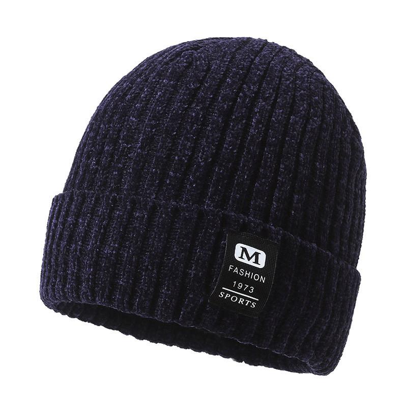 Letter M Printing Knitted Winter Beanie Hat Lightweight Warm Cap Fashion Gift