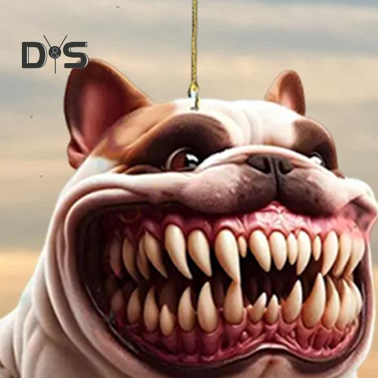 Bulldog Pendant Car Rearview Mirror Ornament with Lanyard Easy To Hang Cute Dog Shaped Christmas Hanging Decoration