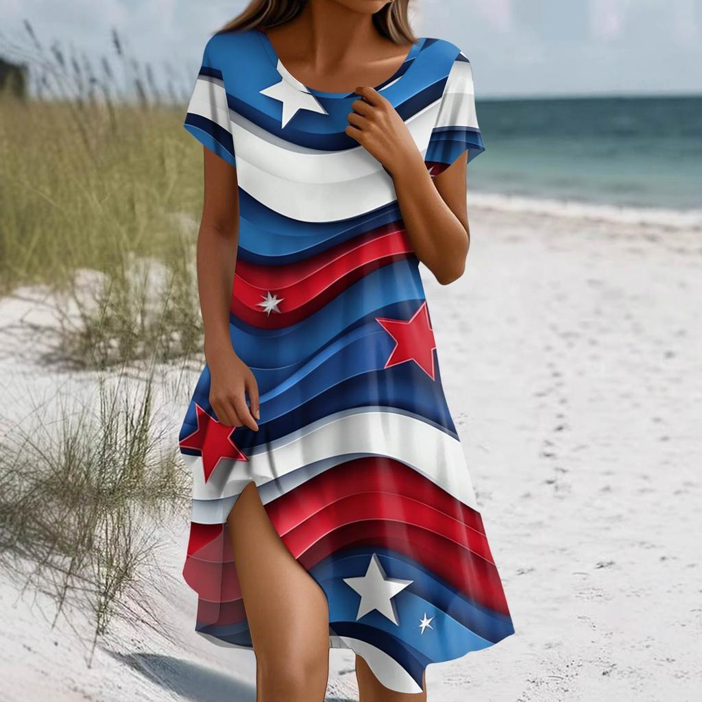 Платье в стиле бохо с коротким рукавом для женщин, повседневное, свободного кроя, летнее, сарафан с цветочным принтом и карманами