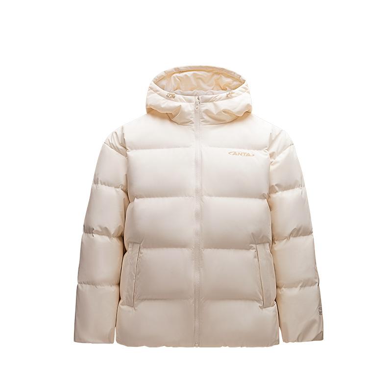 Anta Спортивная серия Lifestyle Серия Pioneer Серия Letter Zipper С капюшоном Удобная дышащая свободная пуховая куртка Женская верхняя одежда Vanilla Cream 962448905-2