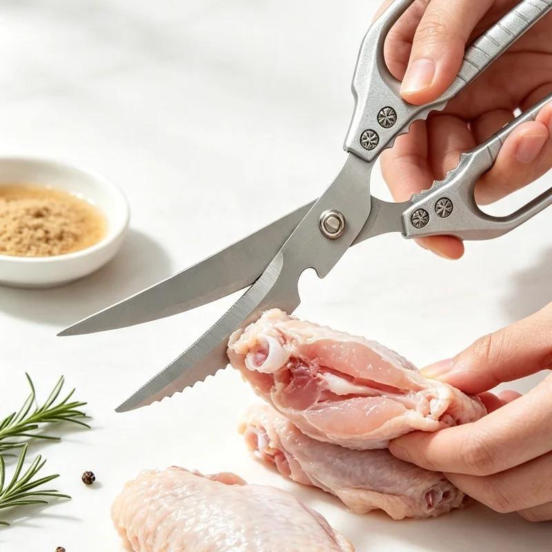 Multipurpose Serrated Kitchen Shears Sharp Stainless Steel Scissors for Poultry Fish Vegetables Walnut Nut Cracker Gadget5