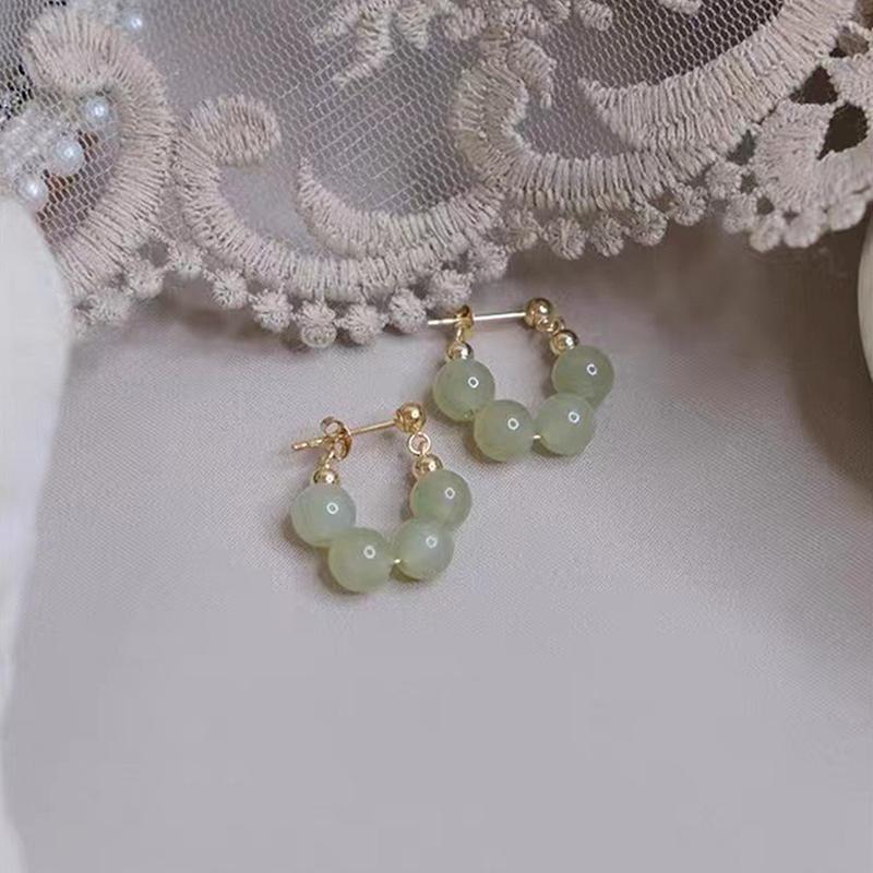 Винтажные нефритовые серьги в китайском стиле для женщин, изысканные серьги с имитацией нефрита и халцедона