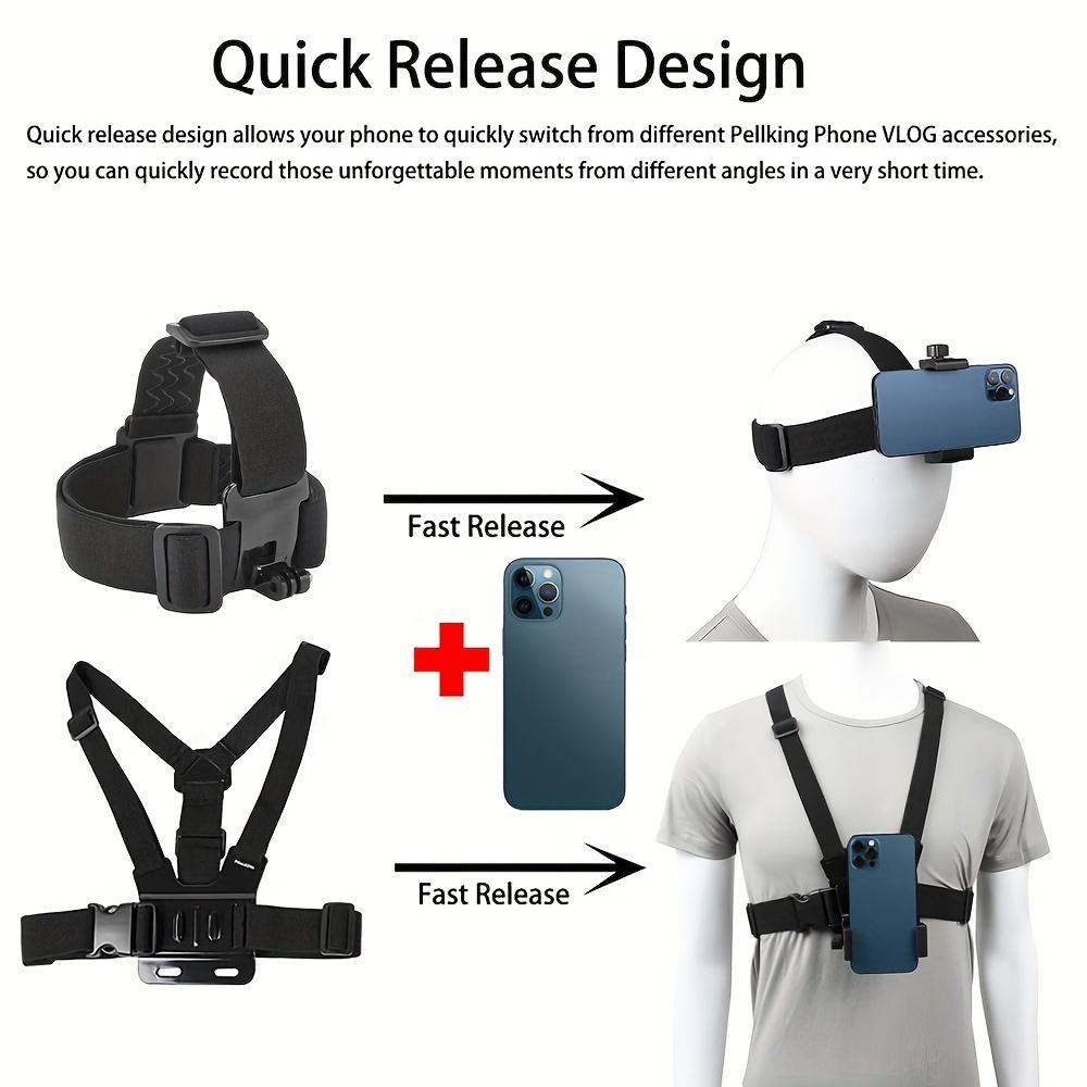 7-Piece Action Camera Chest Strap Mount Kit, PC Outdoor Cycling and Off-Road Chest Support, 7-Piece Accessory Set