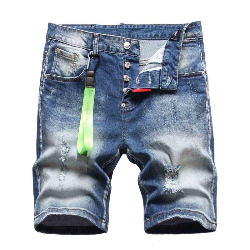 2022 Summer Fashion Men Denim Shorts Pants Men Casual Shorts Jeans Holes Trousers