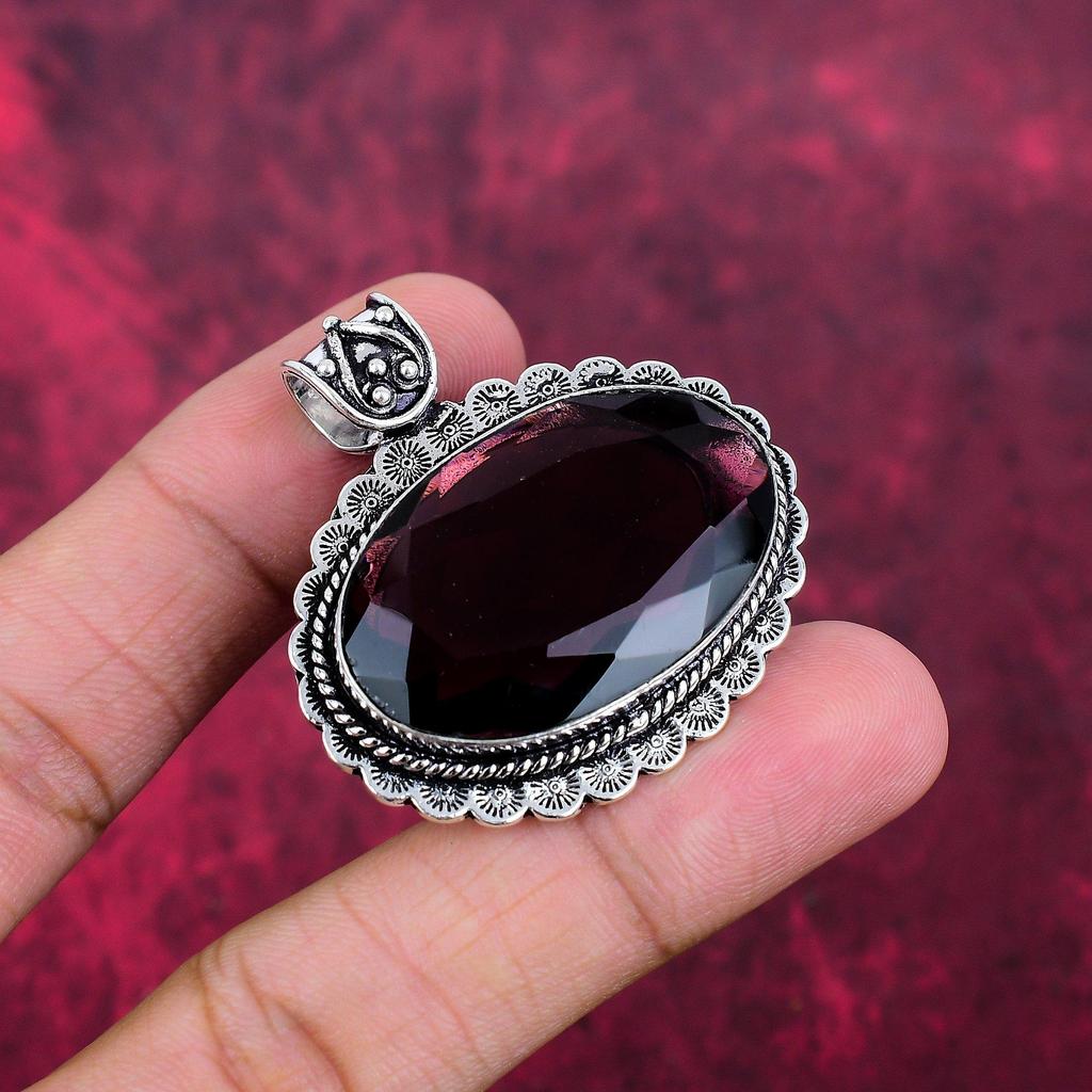 Подвеска с аметистом, ювелирные изделия из драгоценных камней, подвеска из цельного серебра 925 пробы, подарок для женщин, подвеска ручной работы