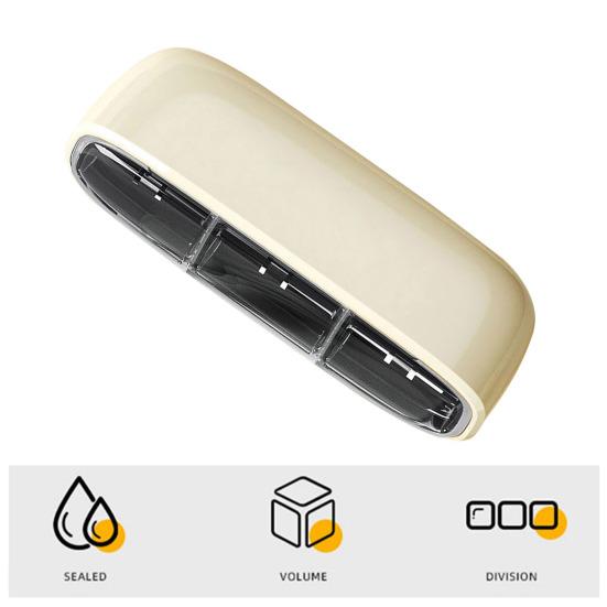 Портативная коробка для таблеток с 3 отделениями и буквенным принтом, с пылезащитной прозрачной крышкой и силиконовым уплотнением Портативная коробка для таблеток для путешествий