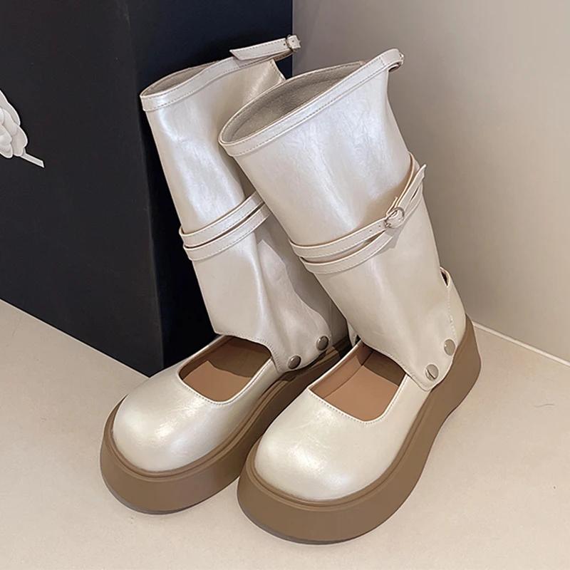 Женские крутые ботинки сандалии до середины икры на плоской подошве платформа летняя новинка 2025 тренд повседневные женские сандалии бренд zapatillas mujer