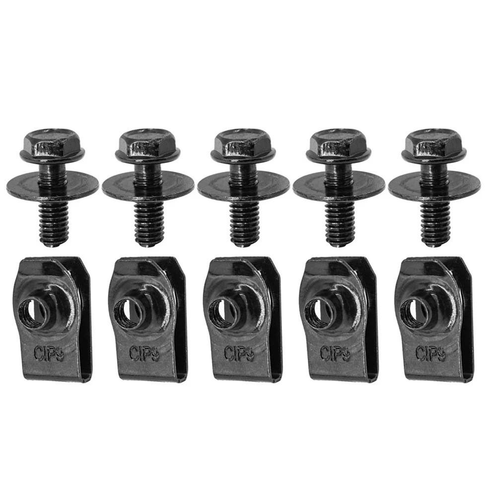 10 шт. Болты кузова автомобиля U-образные гайки Клипсы M6 Винты Крышка двигателя Защита поддона Брызговик Защита Бампер Подкрылок Фиксатор Крепеж Заклепка Автоаксессуары