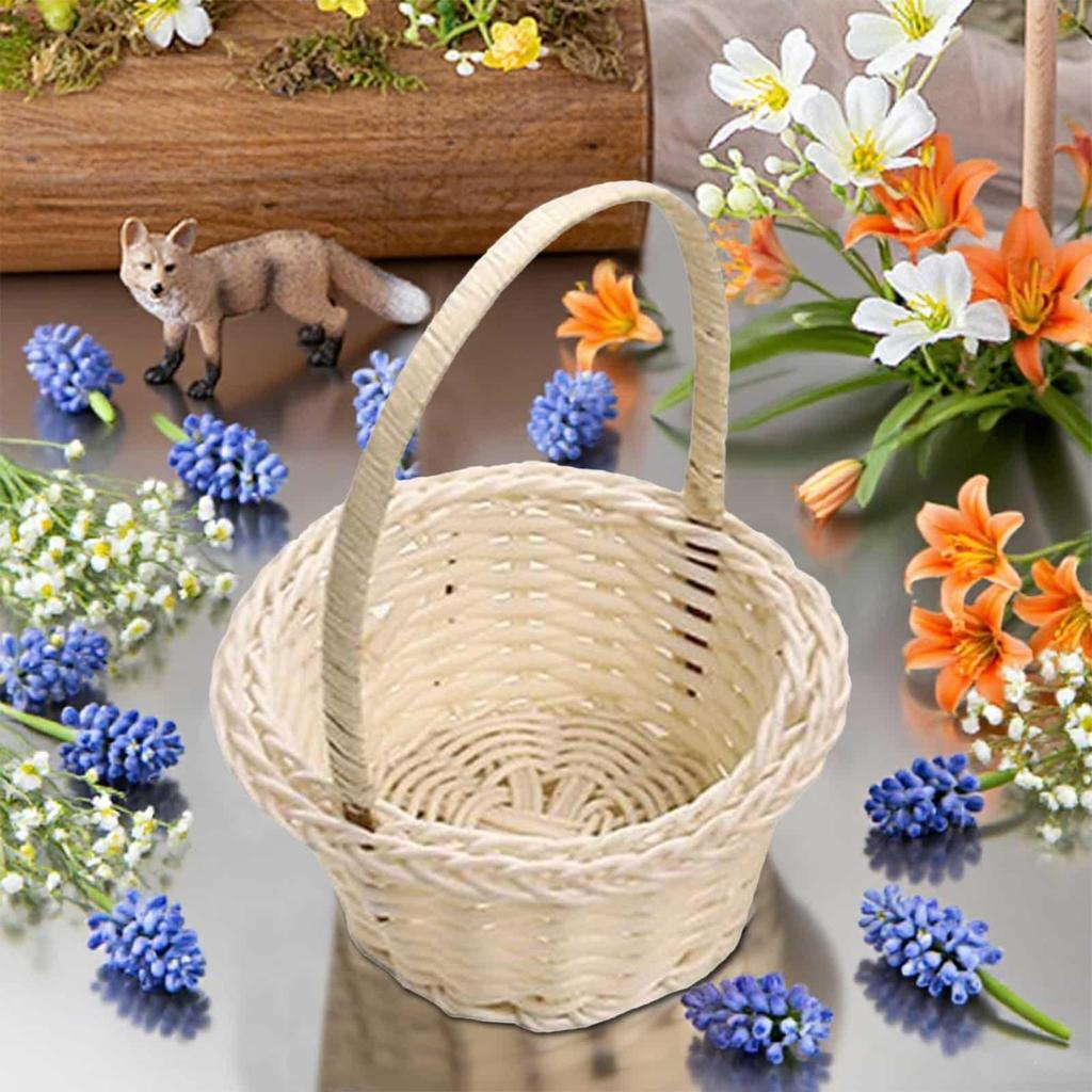 Mini Woven Baskets Small Flower Girl Basket for Wedding Decor Easter Party Favors Decorative Storage Container Photography Props