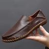 Casual Leather Shoes with Cow Tendon Sole for Driving One Foot On Bean Shoes Soft Sole Leather Handmade Men's Shoes