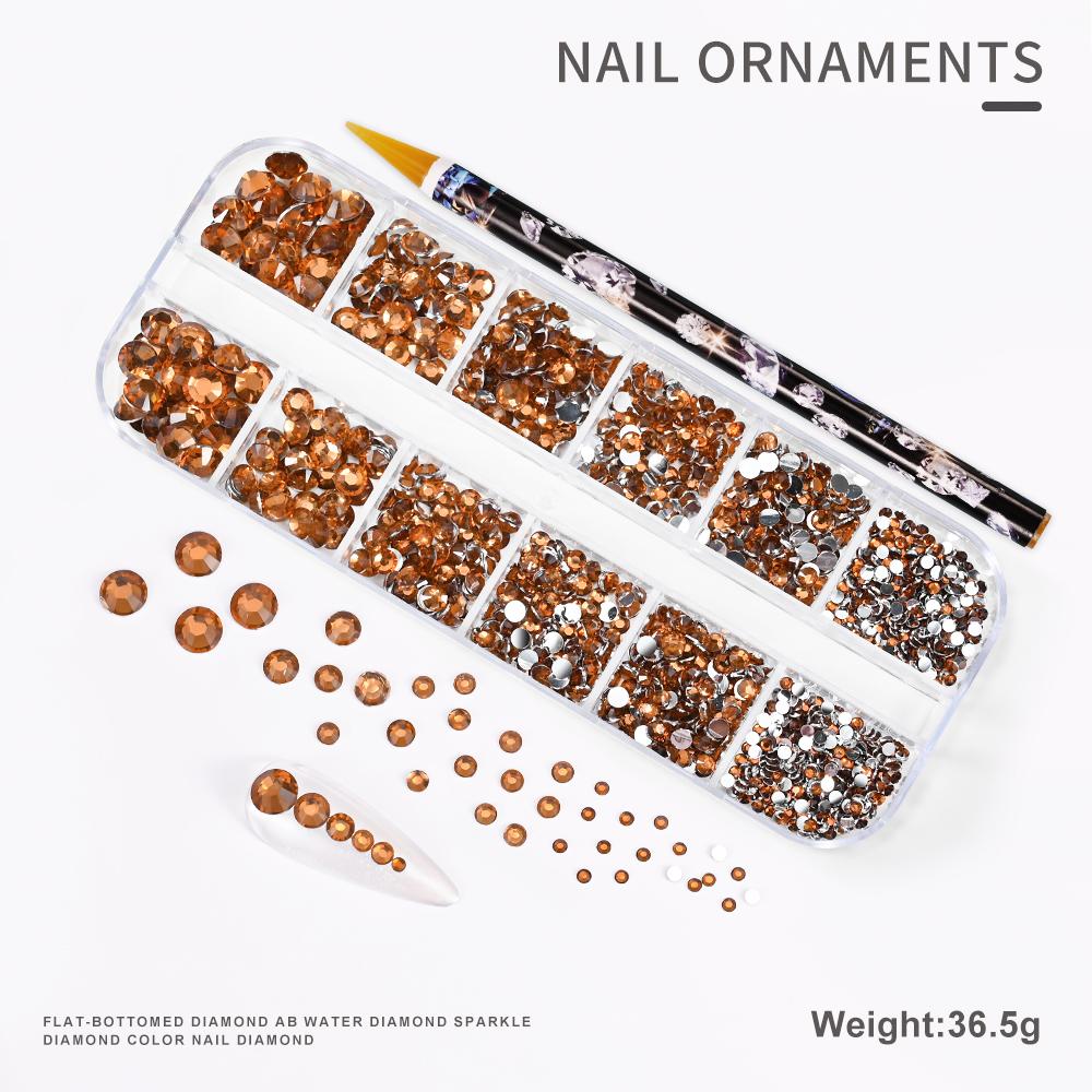 2pcs/Set Nail Art Rhinestones Kit 12Grids Flatback Crystal Clear AB Drills With Pen DIY Manicure Nail Art Decoration Accessories