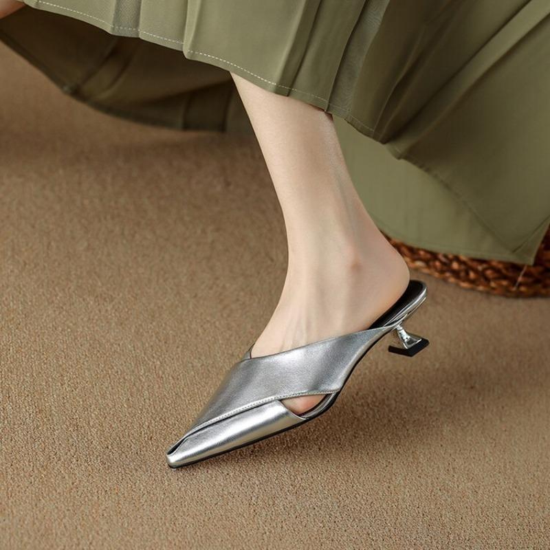 BCEBYL Summer Pointed Toe Stiletto Shallow Mouth Breathable Fashion Women's Shoes New Sexy Elegant Casual Low-heeled Slippers